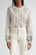 Veronica Beard Lollie Mixed Print Cotton Blend Button-Up Shirt