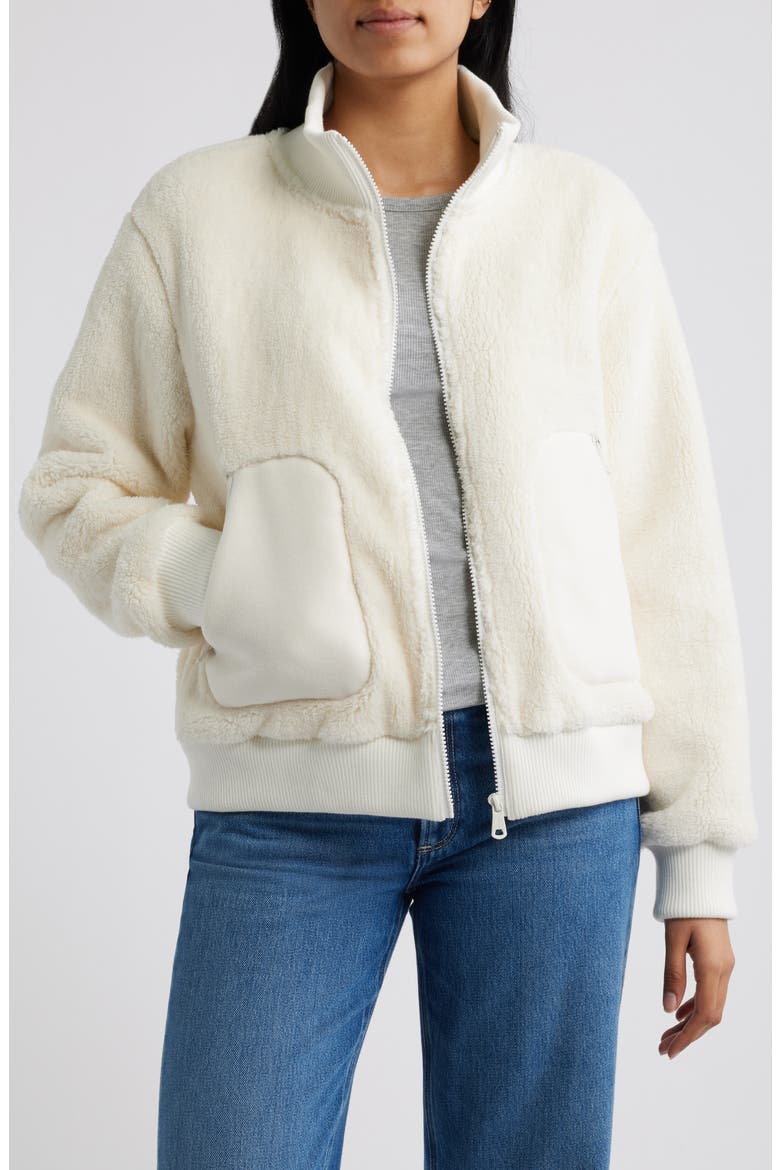 Fleece Bomber Jacket, Main, color, CREAM