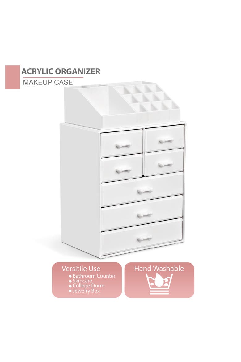 7-Drawer Makeup Organizer Case, Alternate, color, WHITE