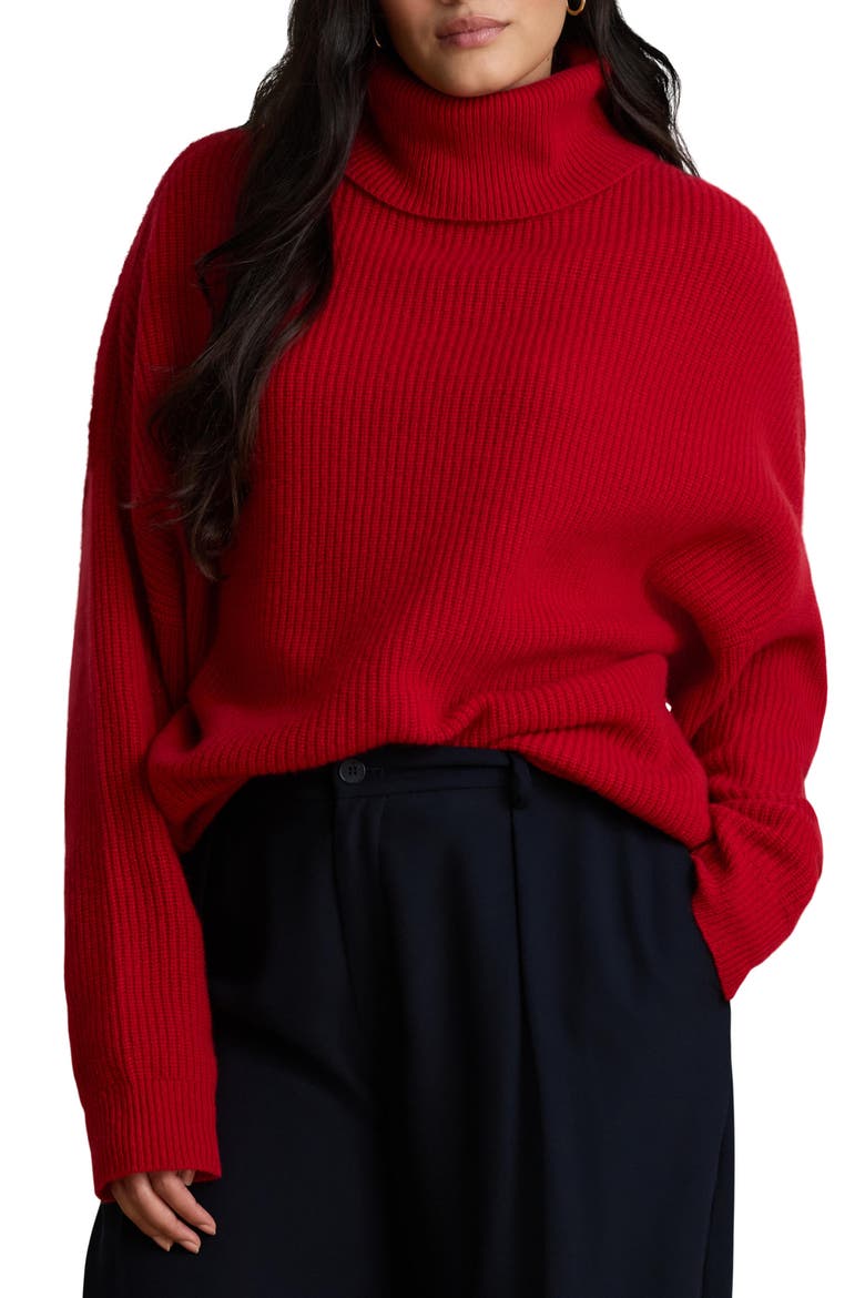 Ribbed Wool & Cashmere Turtleneck Sweater, Alternate, color, RALPH RED