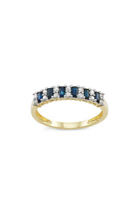 Diamond & Blue Sapphire Band Ring