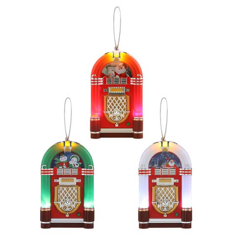 Vintage Musical Mini Jukebox Ornament Assortment - Set of 3