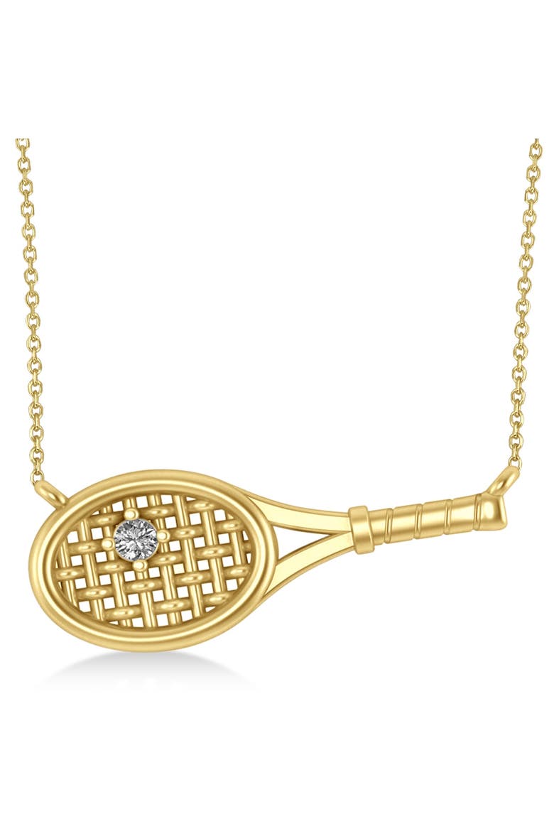 Tennis Racket with Diamond Ball Pendant Necklace 14k, Main, color, Yellow Gold