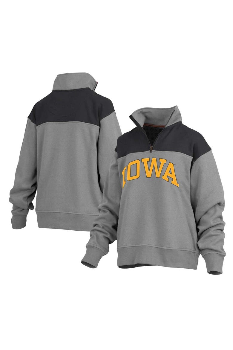 Women's Pressbox Gray Iowa Hawkeyes Avon Fleece Quarter-Zip Jacket, Main, color, Gray