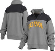 PRESSBOX Women's Pressbox Gray Iowa Hawkeyes Avon Fleece Quarter-Zip Jacket