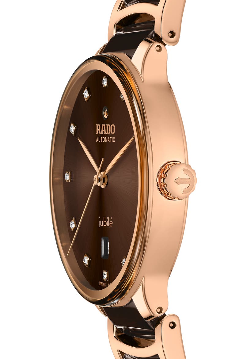 Centrix Diamond Ceramic Bracelet Watch, 30.5m, Alternate, color, BROWN