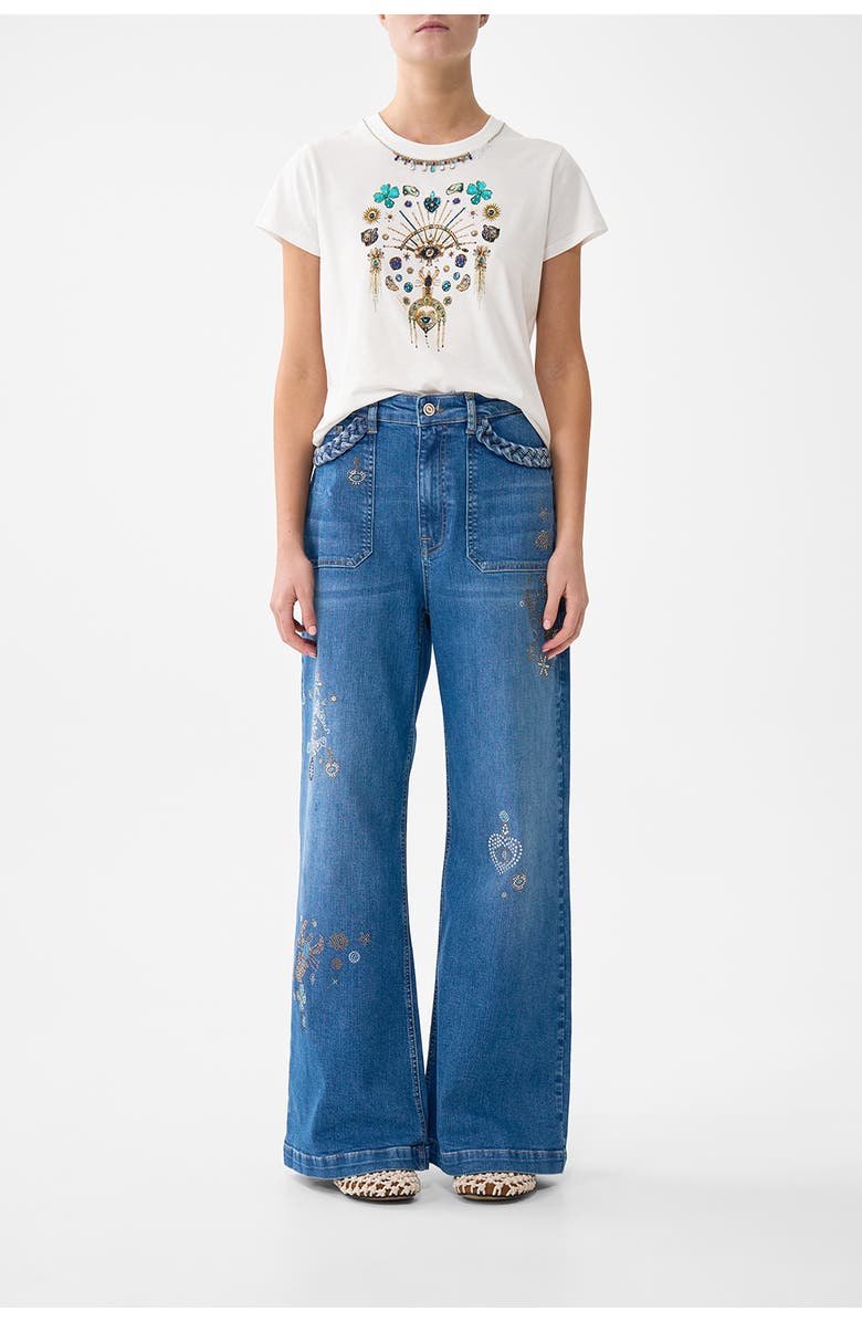 Camilla Slim Fit Round Neck T-Shirt - White/Multi, Main, color, Totems And Treasures