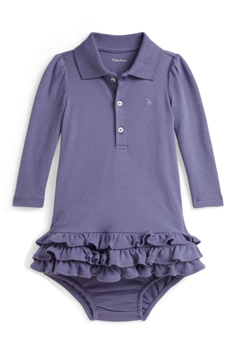 Kids' Long Sleeve Polo Bodysuit, Main, color, SUMMER PURPLE