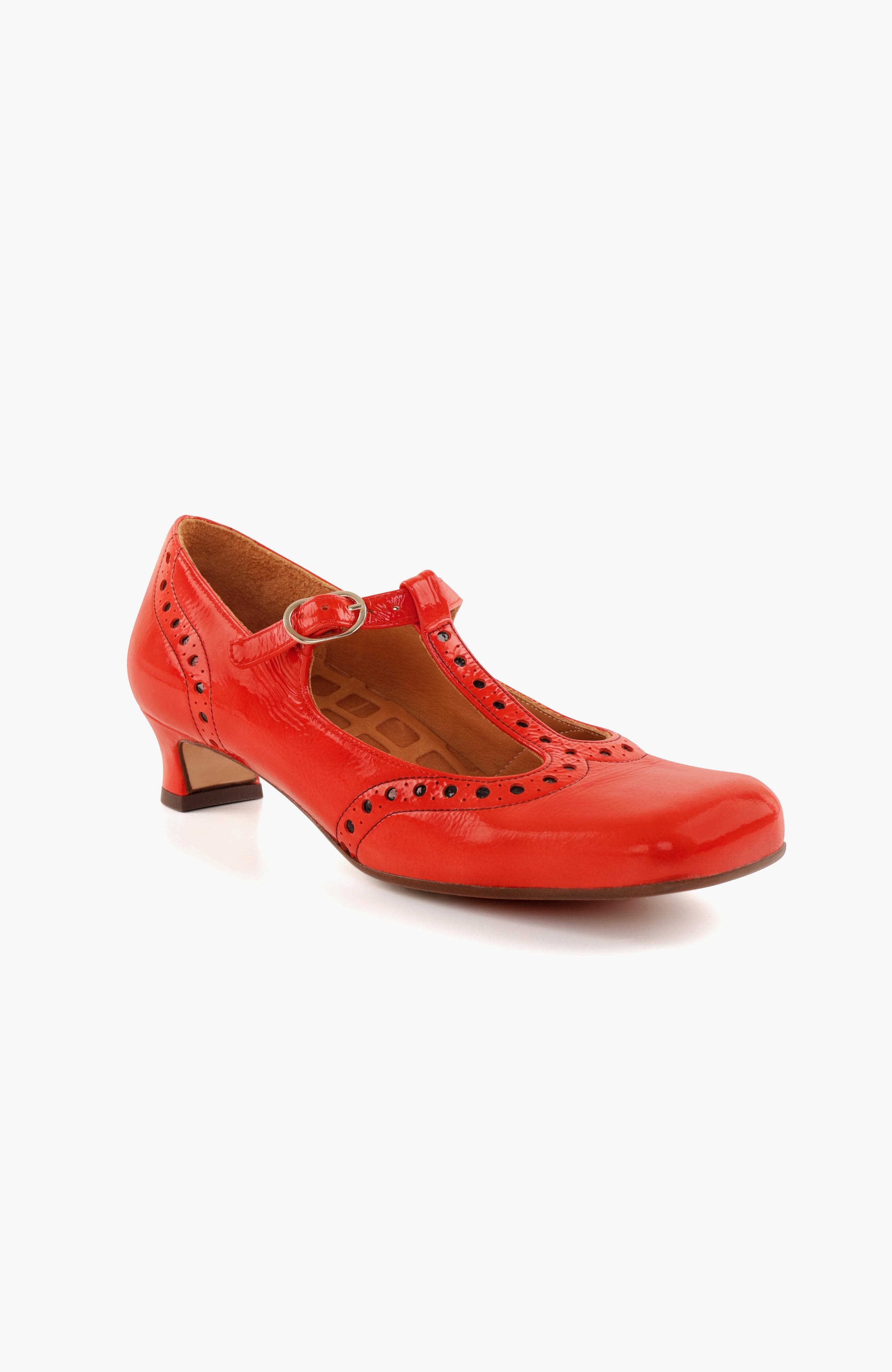 Patent leather Buckle Pump, Alternate, color, Carmine
