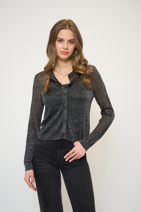 Colette Sheer Lurex Cardigan With Cami