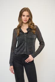 Central Park West Colette Sheer Lurex Cardigan With Cami