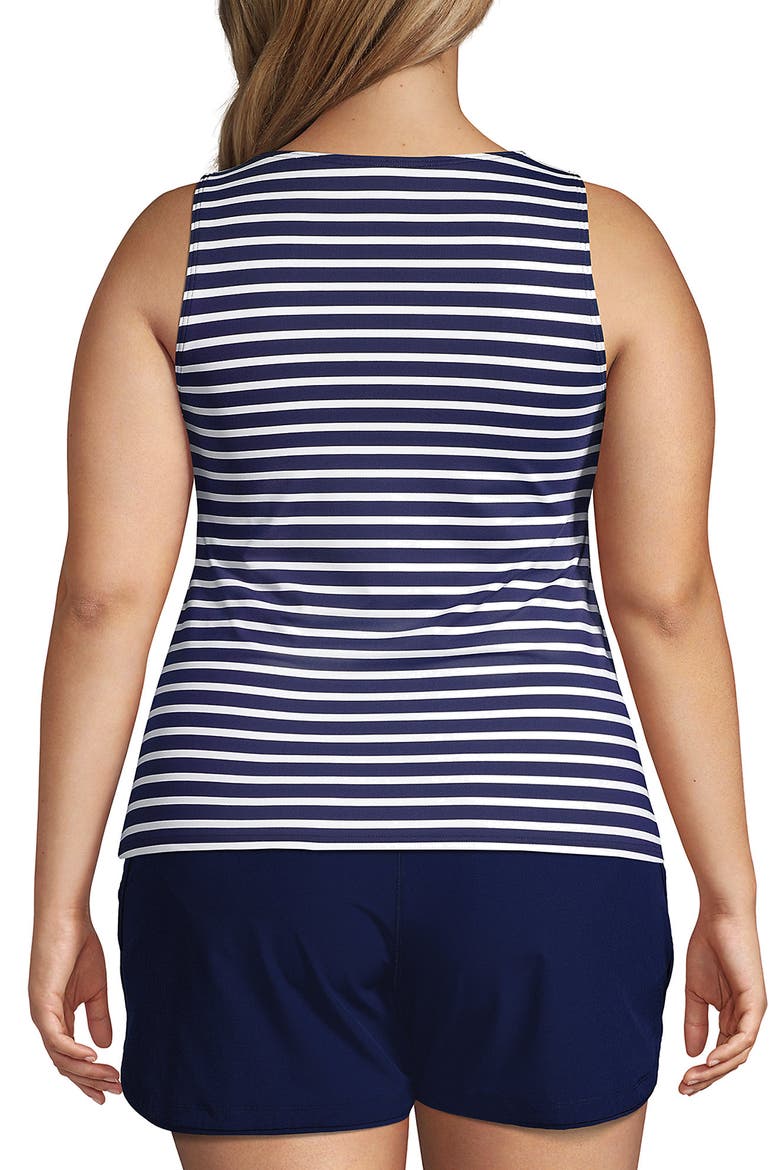 Plus Size High Neck UPF 50 Sun Protection Modest Tankini Swimsuit Top, Alternate, color, Deep Sea Navy