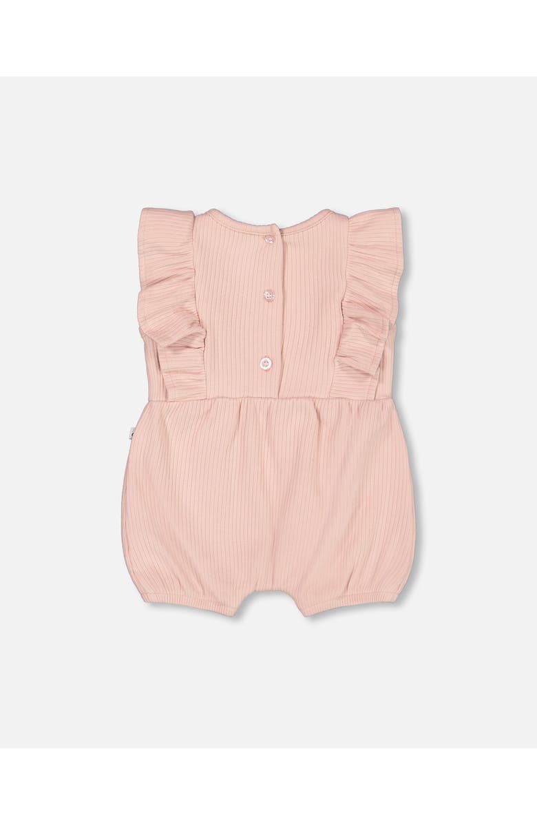 Deux par Deux Baby Girl's Organic Cotton Ribbed Romper Mellow Rose, Alternate, color, 