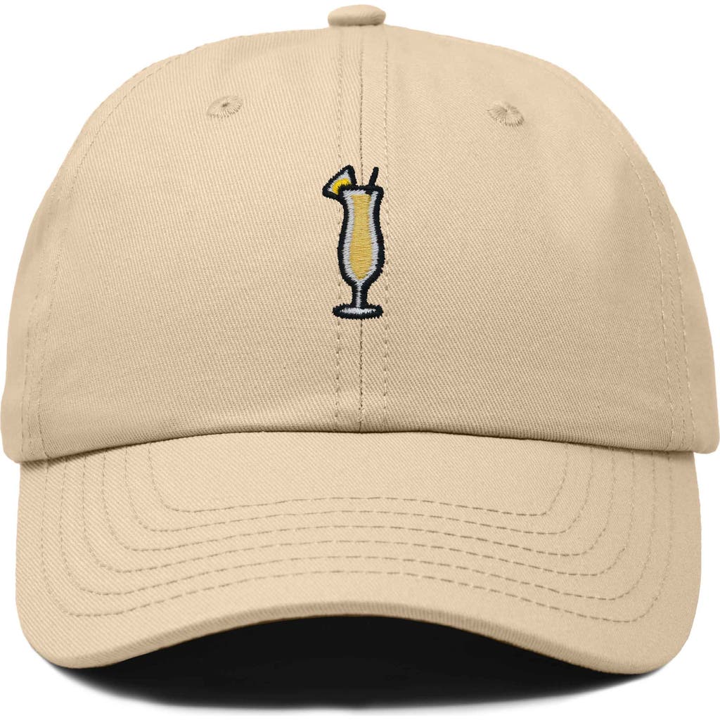 Dalix Pina Colada Embroidered Dad Cap In Khaki