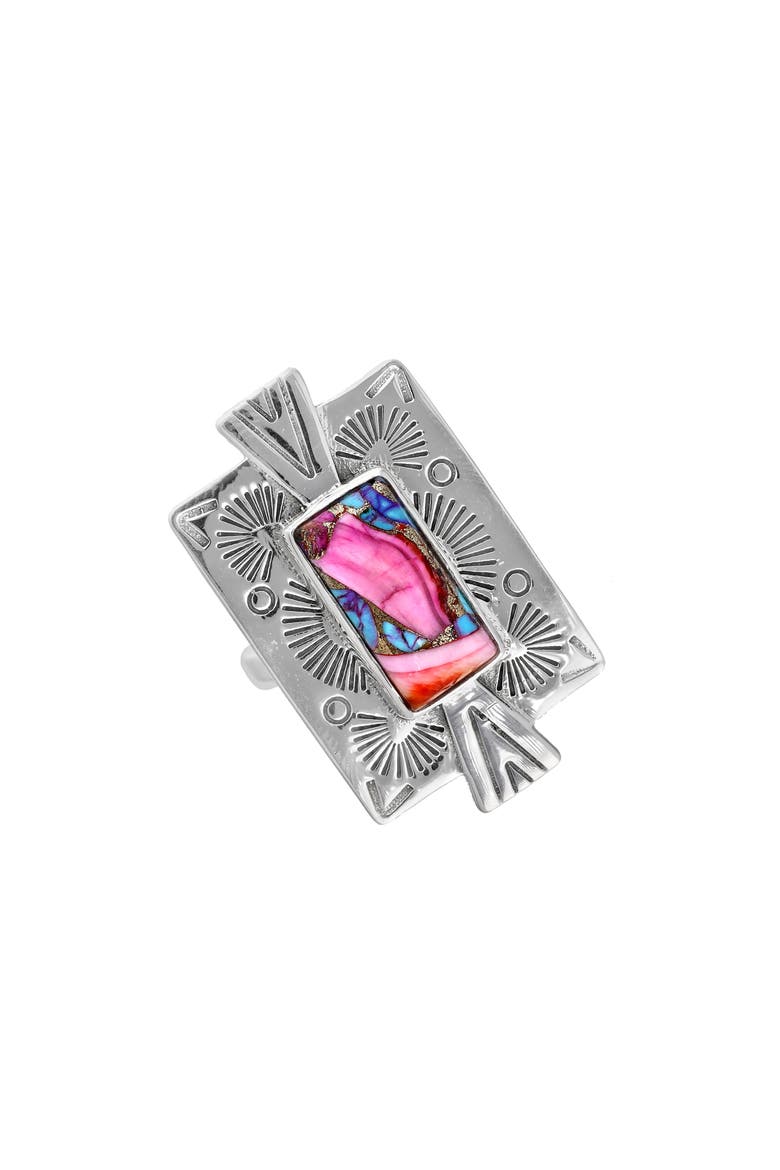 Pink Oyster Turquoise Ring, Main, color, PINK