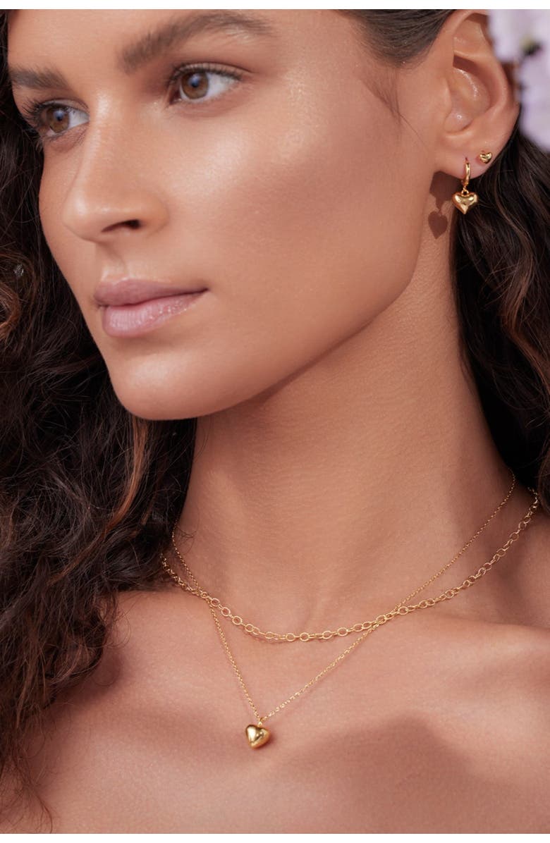 Bearfruit Jewelry 14k Gold Plated Puffed Heart Necklace Holiday Gift Idea, Alternate, color, Gold