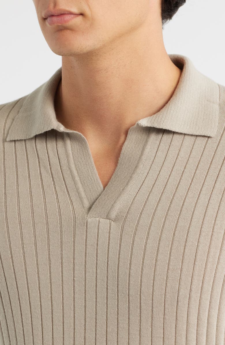 Aurélien Rib Johnny Collar Cashwool<sup>®</sup> Polo Sweater, Alternate, color, Greige