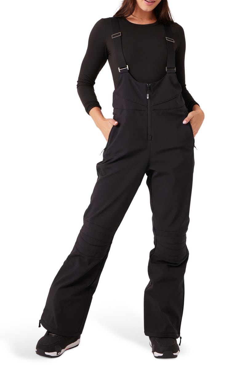Roxy Summit Waterproof Snow Bib Overalls, Main, color, Black