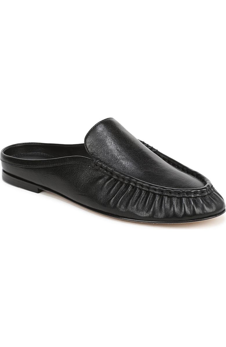 Vince Tevin Ruched Apron Toe Mule, Main, color, Black