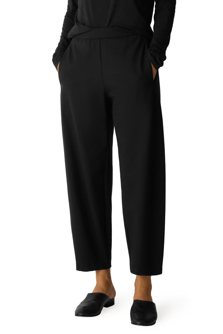 Double Knit Lantern Ankle Pants, Main, color, BLACK