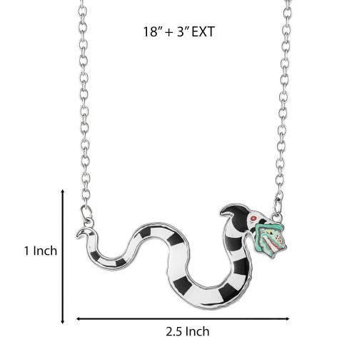 Beetlejuice Sandworm Pendant Necklace, 18"+3" In Metallic