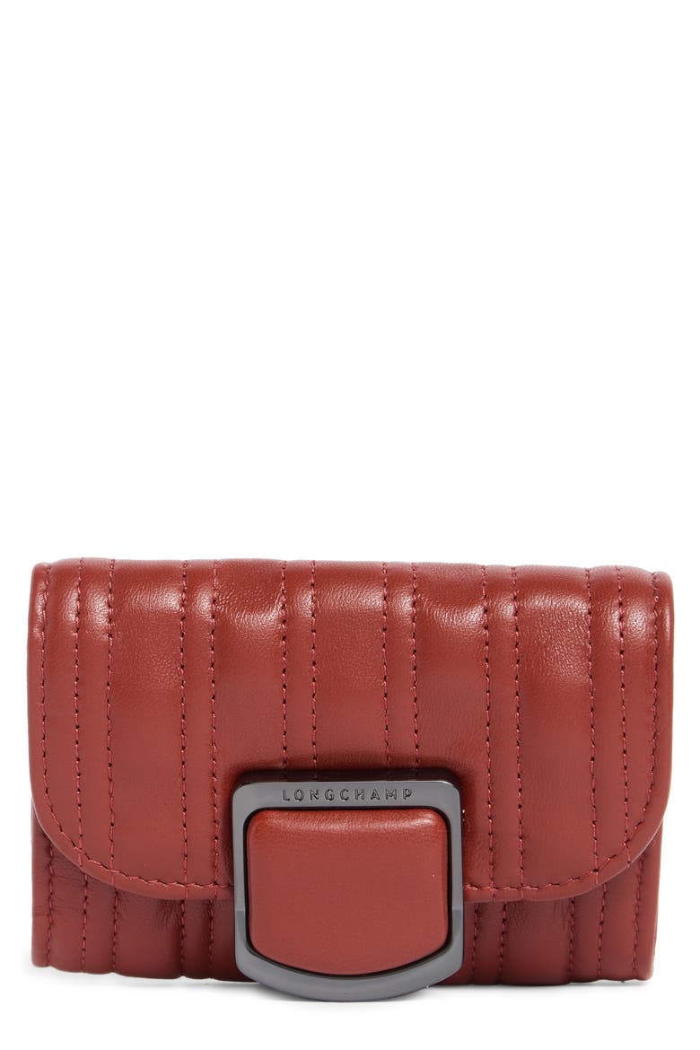Brio Quilted Leather Card Holder, Main, color, RED