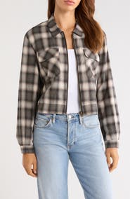 Re/Done Viv Plaid Cropped Cotton Jacket