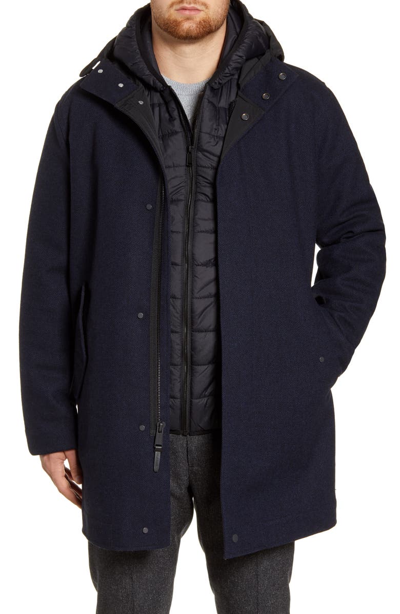 Cole Haan 3-in-1 Insulated Bonded Tweed Parka, Main, color, 