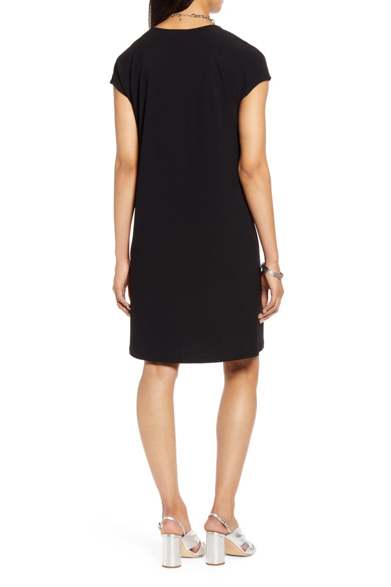Cap Sleeve Jersey Shift Dress, Alternate, color, BLACK