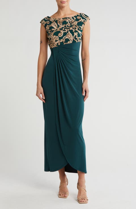 Soutache Bodice Mock Wrap Dress