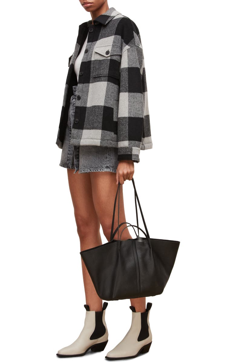 AllSaints Odette East/West Leather Tote, Alternate, color,