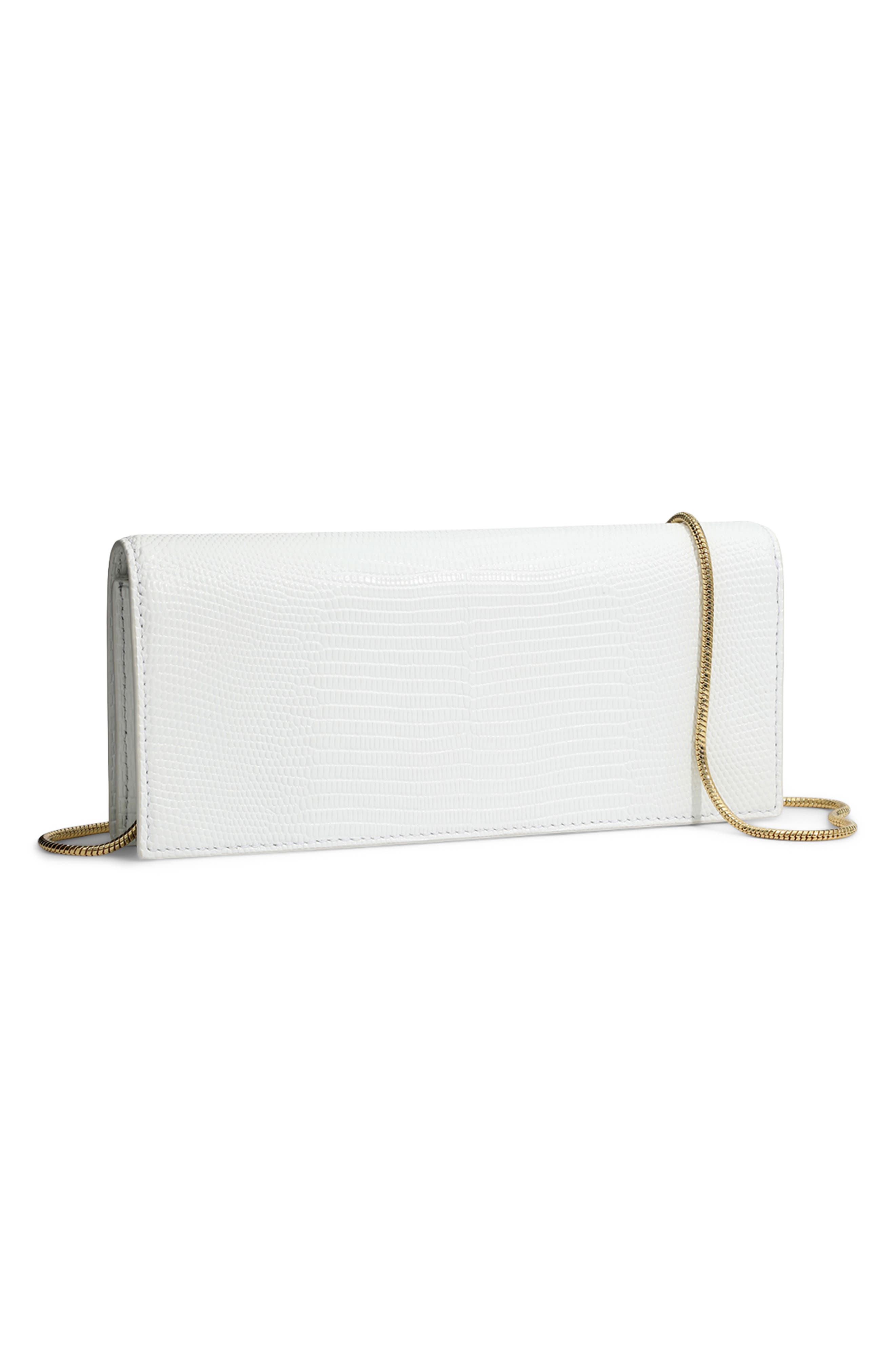 Twisted Side Handle Leather Clutch, Alternate, color, WHITE