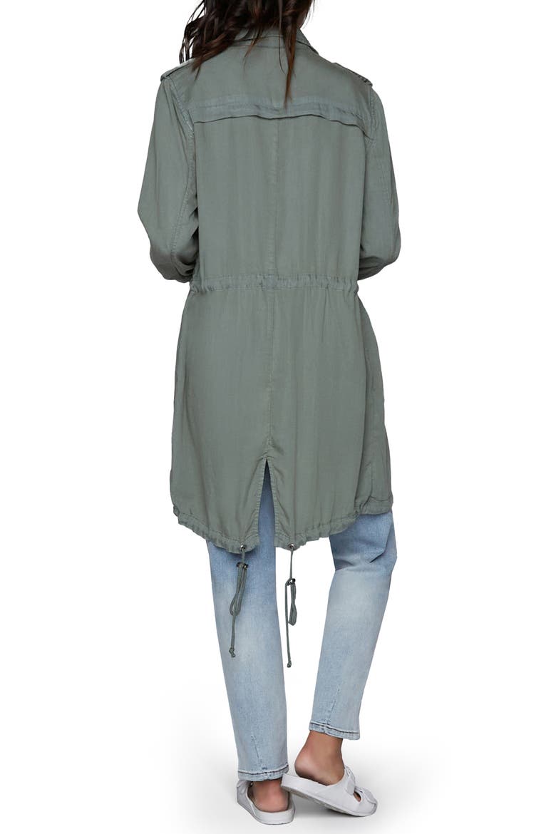 Road Trim Split Hem Zip-Up Jacket, Alternate, color, ARMY GREEN