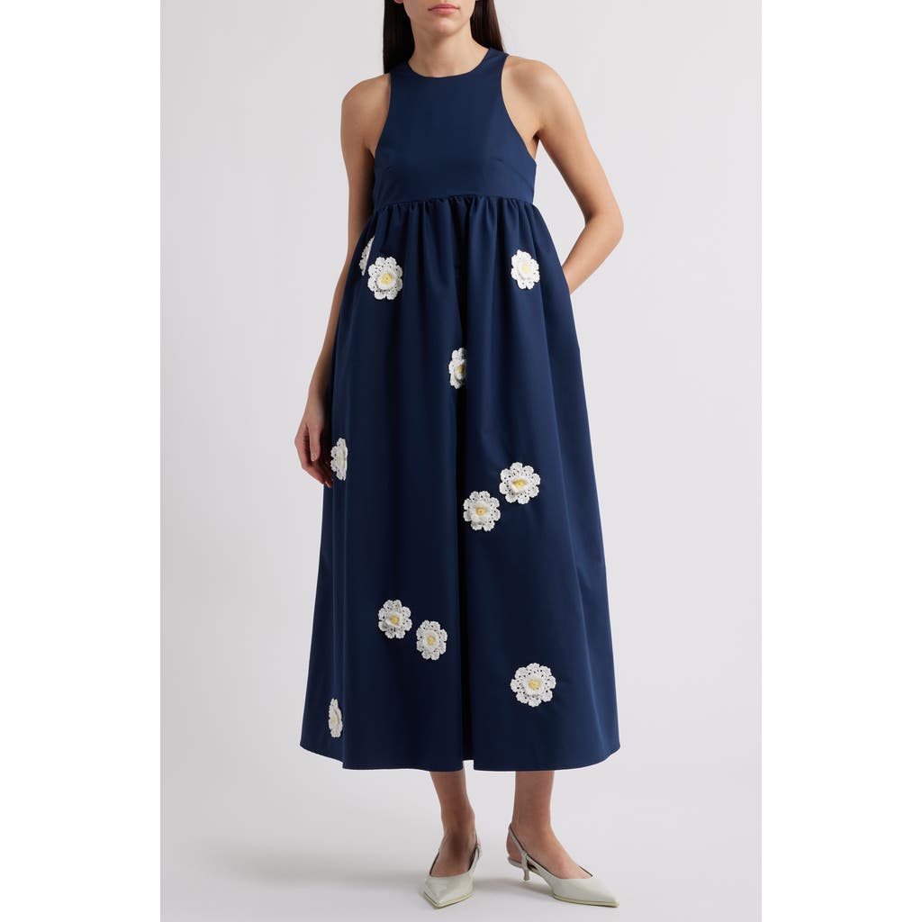 Sister Jane River Flower Sleeveless Maxi Dress In Navy