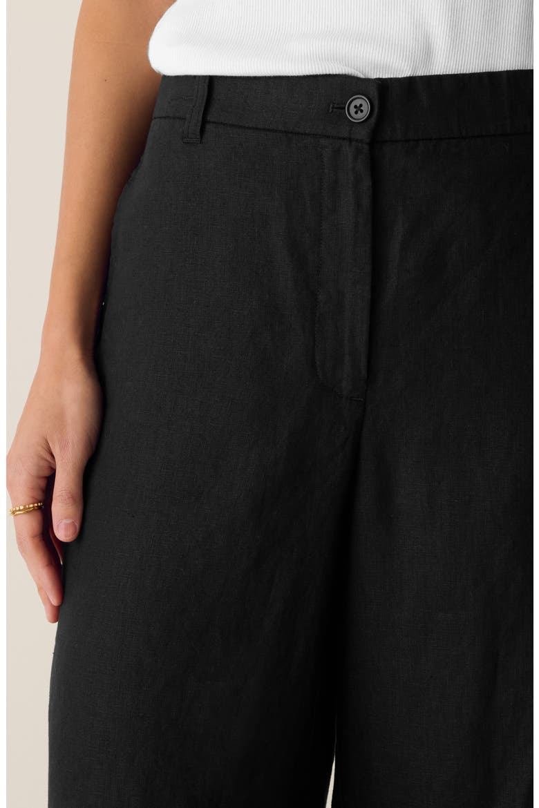 High Waist Organic Linen Pants, Alternate, color, BLACK