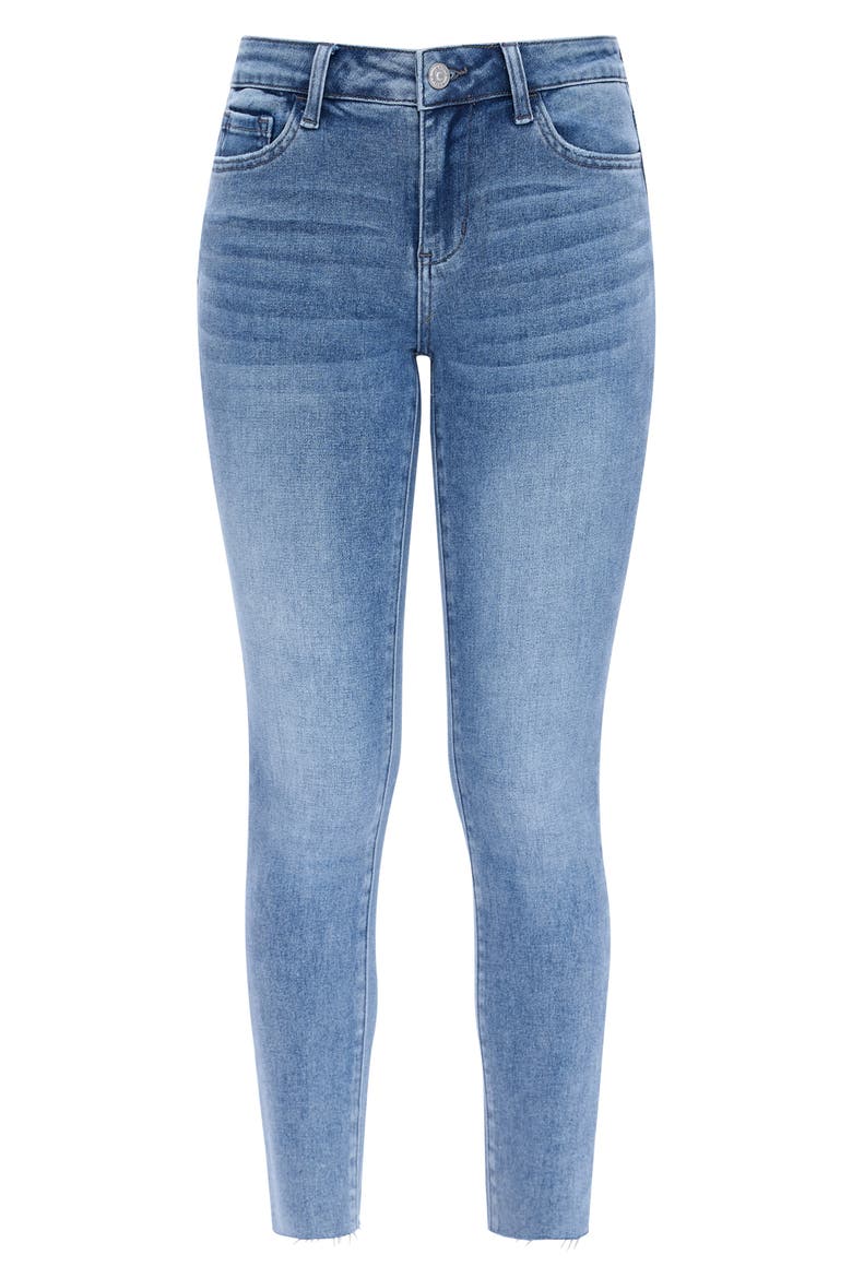 Raw Hem Mid Rise Ankle Skinny Jeans, Alternate, color, SKY BLUE