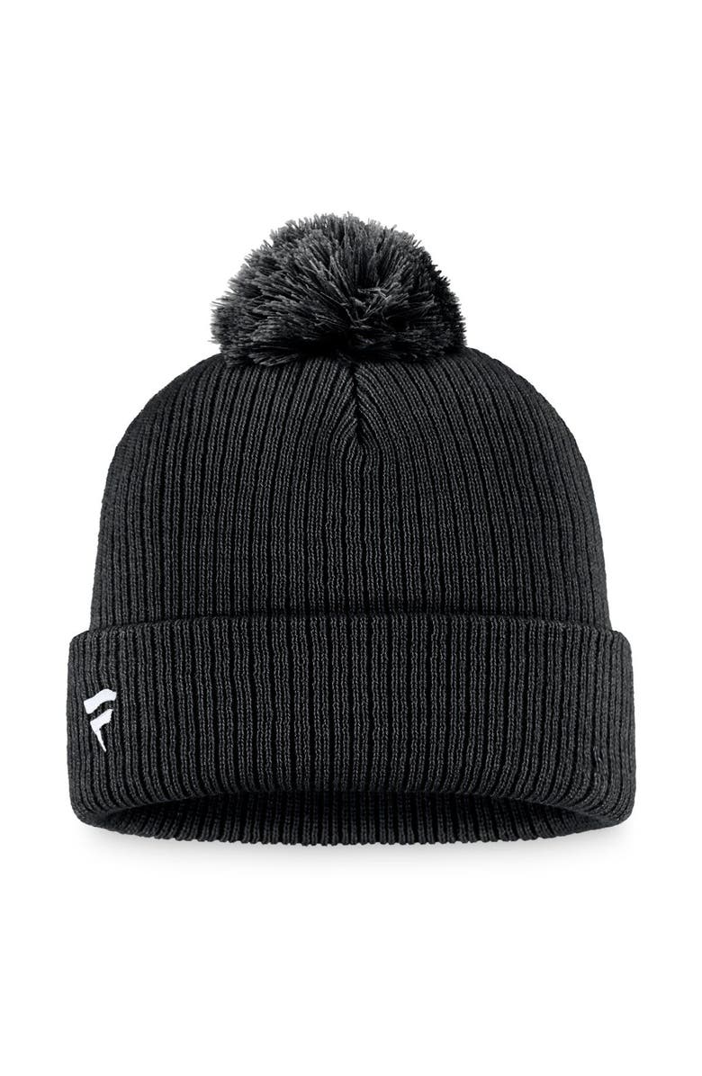 FANATICS Men's Fanatics Branded Black Winnipeg Jets Core Primary Logo Cuffed Knit Hat with Pom, Alternate, color, 