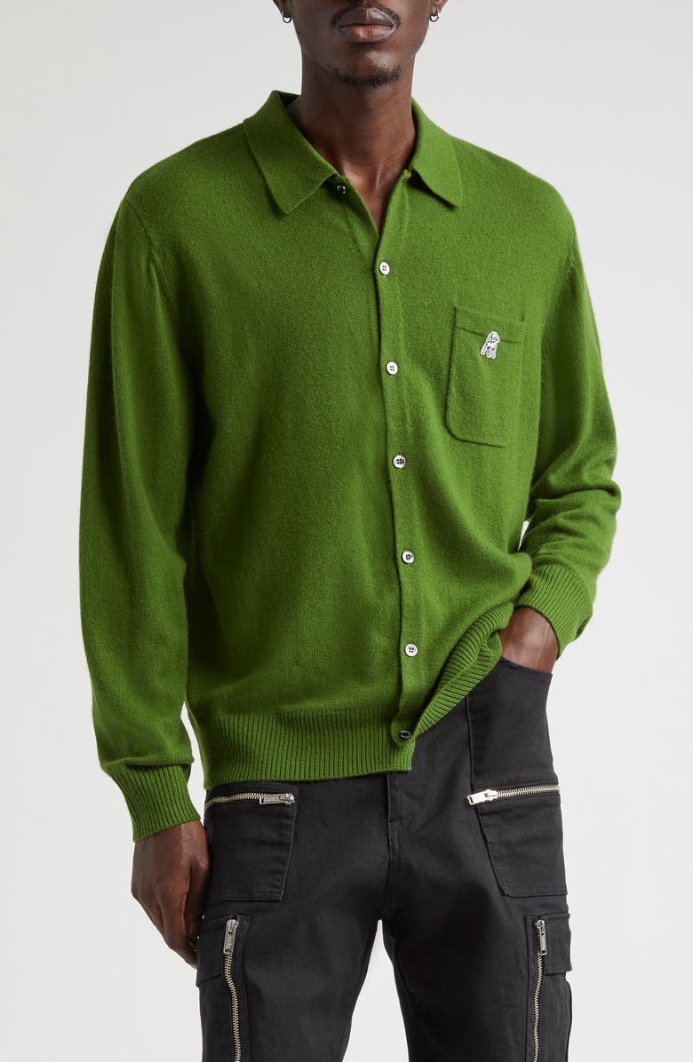 Undercover Lamb Patch Wool & Cashmere Cardigan, Main, color, 