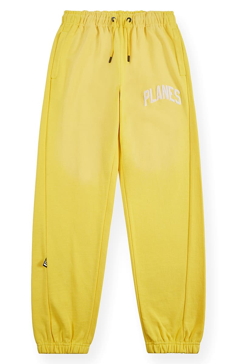 PAPER PLANES Arched Logo Cotton French Terry Sweatpants, Main, color, Yellow