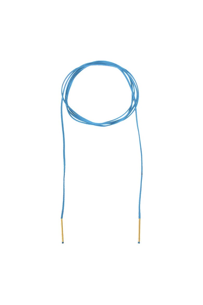 Colored Suede Long Wrap Rope Necklace, Main, color, Turquoise