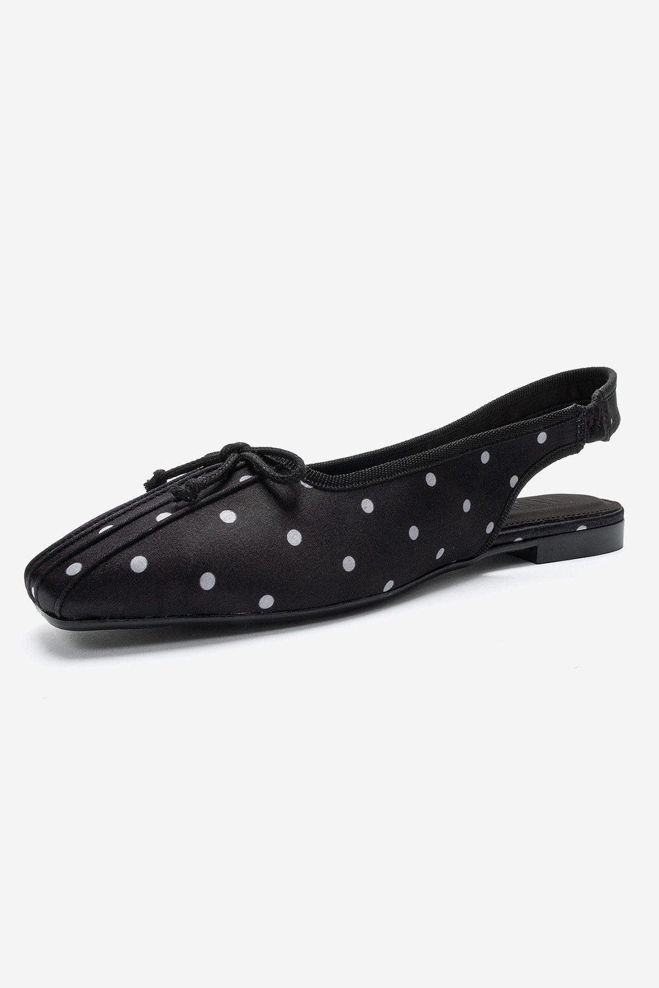 Zelvia Bow Slingback Ballet Flat, Alternate, color, Black Polka Dot
