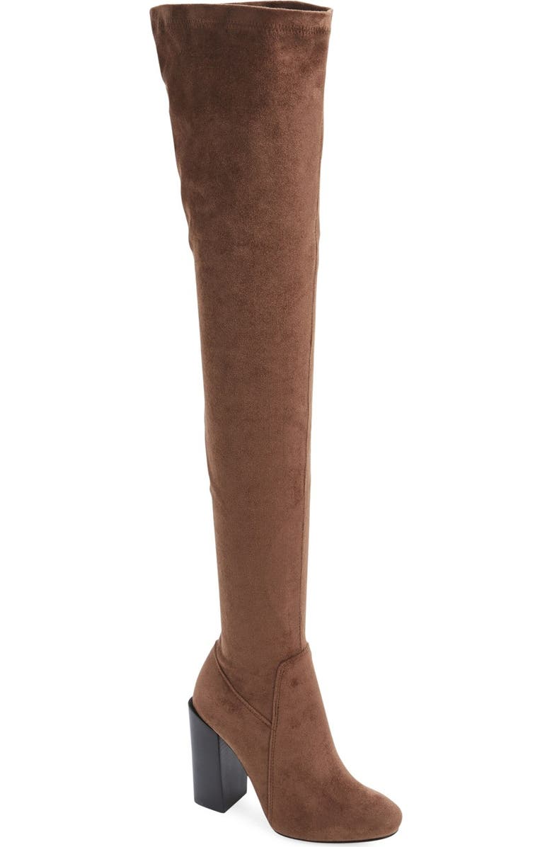 Jeffrey Campbell Jeffrey Campbell 'Perouze' Over the Knee Boot, Main, color, Mocha Suede