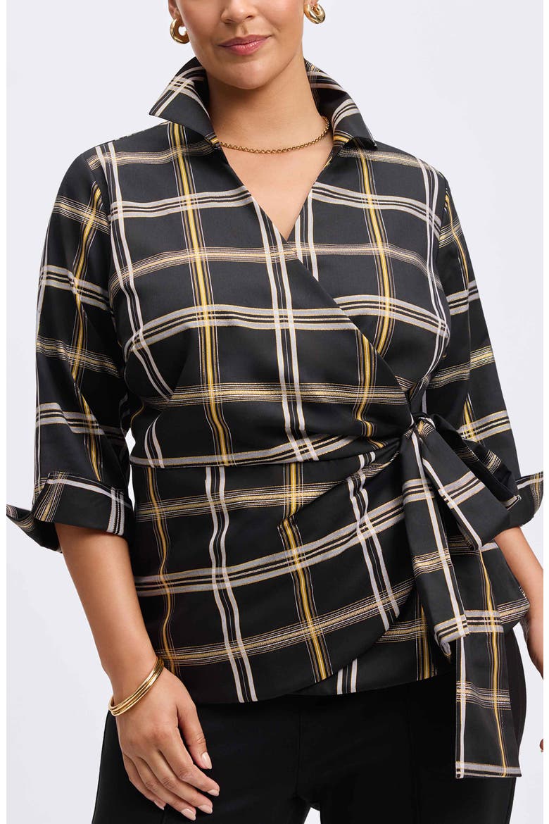 Salina Plaid Wrap Shirt, Main, color, BLACK PLAID