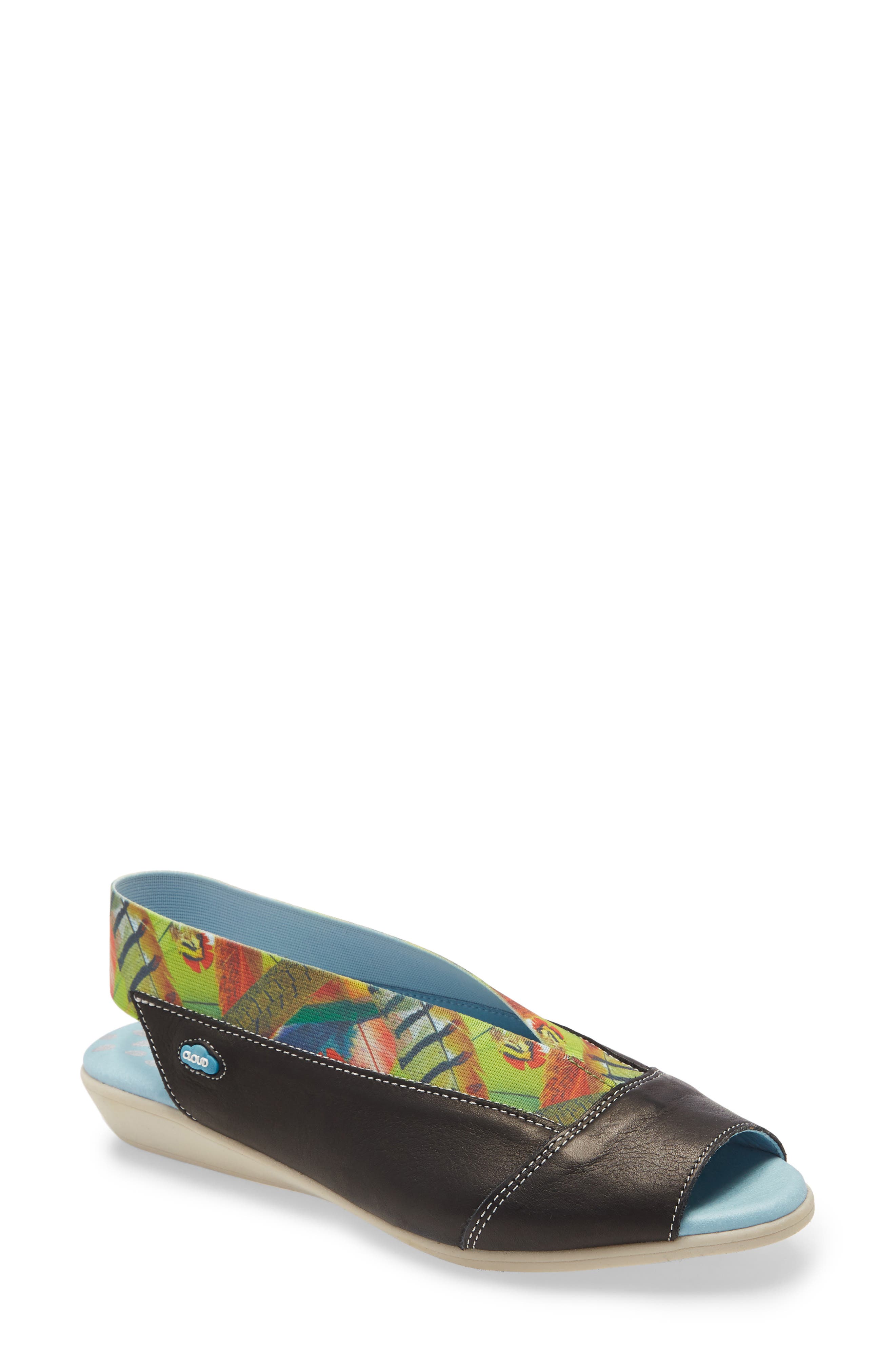 Caliber Slingback Sandal, Main, color, BLACK SAFARI LEATHER