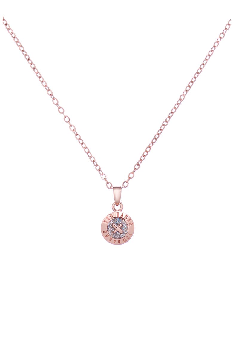 Elvina Enamel Mini Button Pendant Necklace, Main, color, ROSE GOLD TONE / SILVER