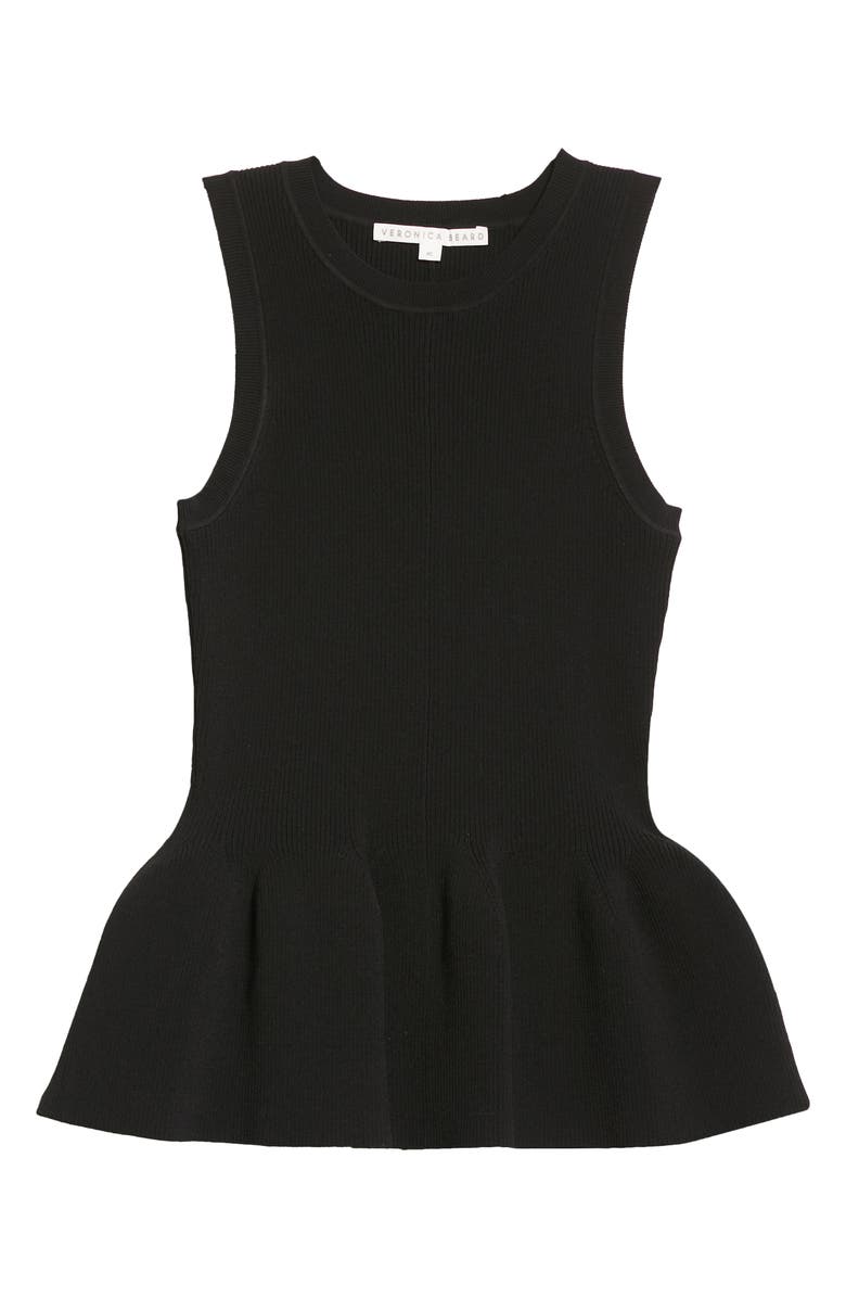 Veronica Beard Arago Rib Knit Peplum Tank, Alternate, color,