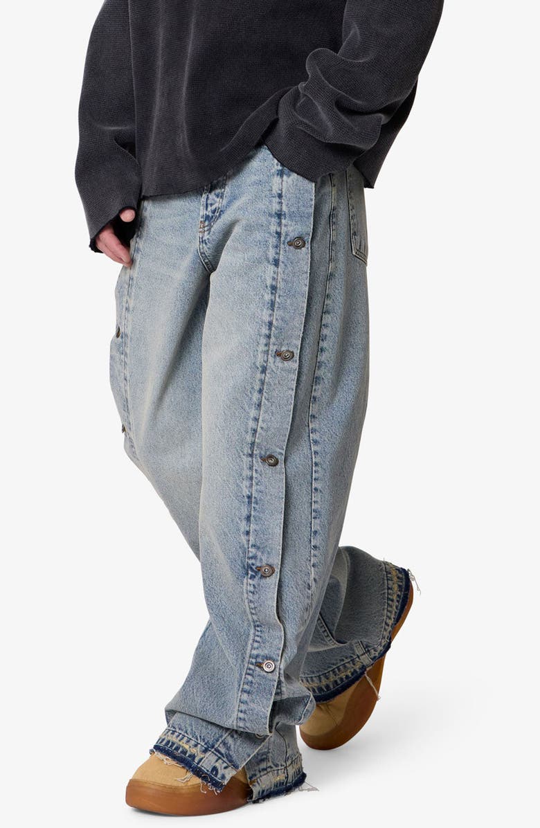 mnml Offset Button Baggy Jeans, Alternate, color,