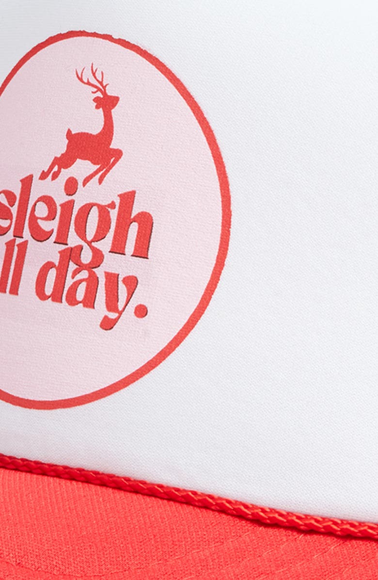 Friday Feelin’ Sleigh All Day Trucker Hat, Alternate, color, Red