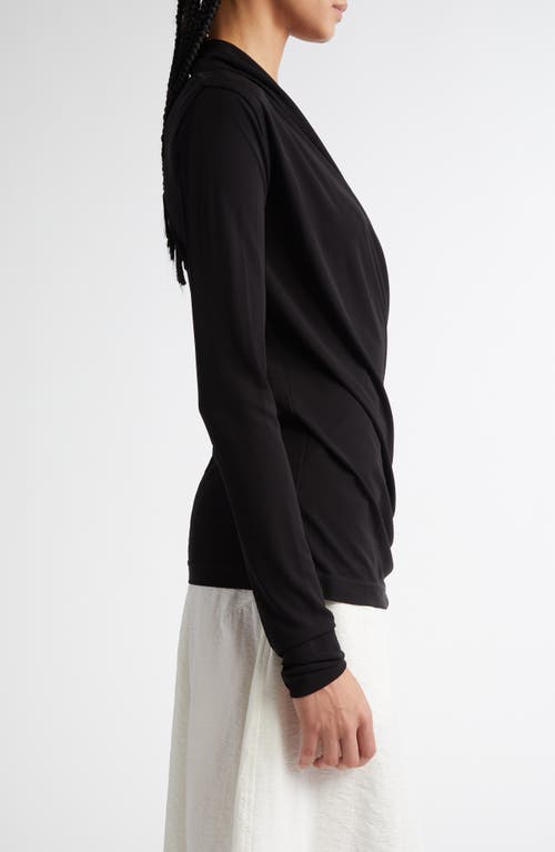 Totême Toteme Draped Wrap-effect Stretch-jersey Top In Black