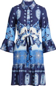Julia Jordan Print Tie Waist Shirtdress